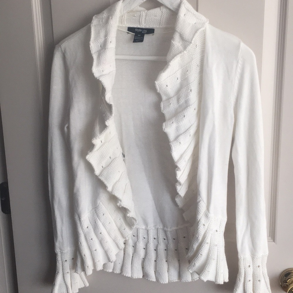 White cardigan!!